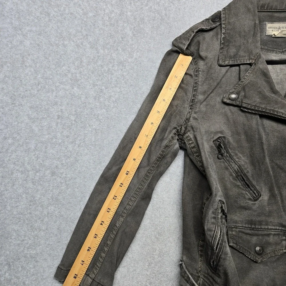 Denim & Supply‎ Ralph Lauren Jacket Womens Medium Moto Biker Belted Zip